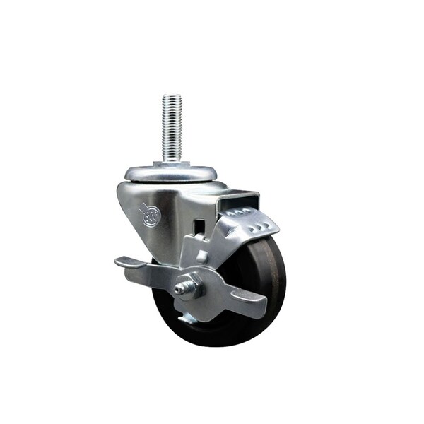 3 Inch Phenolic Wheel Swivel 34 Inch Threaded Stem Caster with Brake SCC
